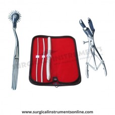 Hegar uterine dilator 3 pieces set,3-4, 5-6, 15-16, wartenberg pinwheel, mathieu speculum
